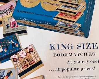 Vintage King Size Book Matches Ad 1950s Life Magazine 10.5" X 14" Ohio Blue Tip