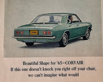 Vintage Corvair Blue Ad Newsweek October 1964 8" X 11"