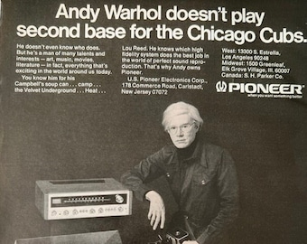 Vintage Pioneer Andy Warhol Ad Esquire Magazine October 1973 8" X 11"