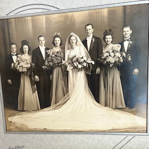 Vintage Wedding Photograph 1930s Bridal Party Photograph