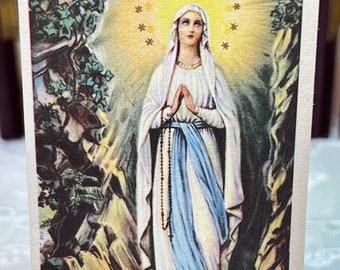 Vintage Holy Card Our Lady of Lourdes Printed in Italy