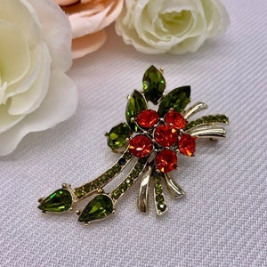 Fiery Orange Red Pin Dodds Jewel Creations 11 W 30 ST INC Green Orange Vintage Brooch image 1