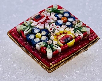 Murano Glass Mini Mosaic Pin Vintage Micro Mosaic Brooch