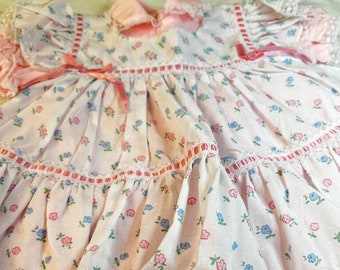 Vintage Baby 12 Months Dress Cradle Togs 12 Months Pink Dress White Pinafore