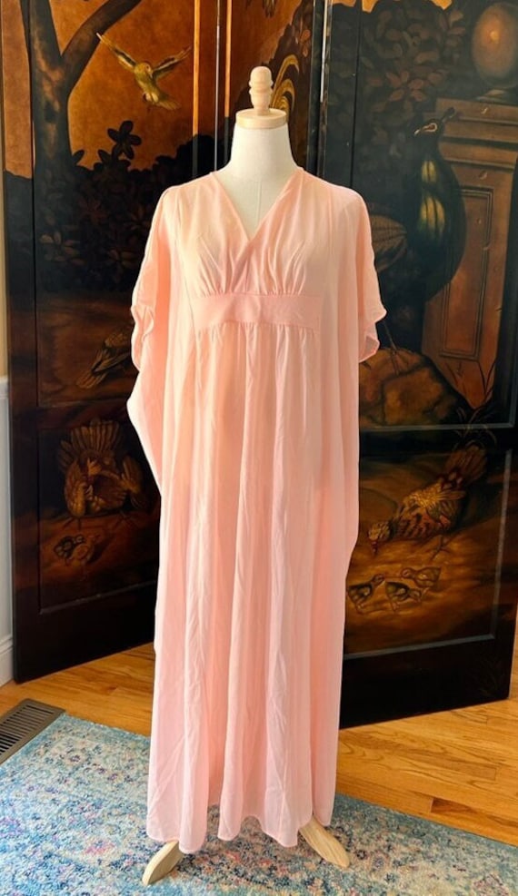 Vintage Nightgown MuMu Style Peachy Pink Long Gown