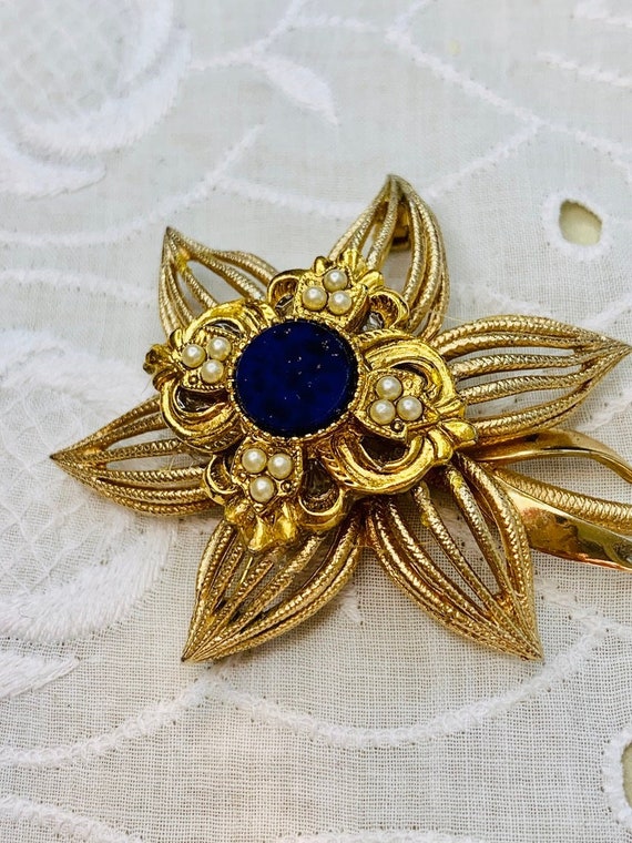 Vintage Kramer Pin Brooch Gold Plated Flower