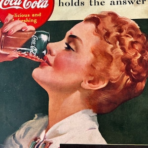Vintage Coca Cola Ad 6.5&quot; X 9.75&quot; 1930s Coke Ad