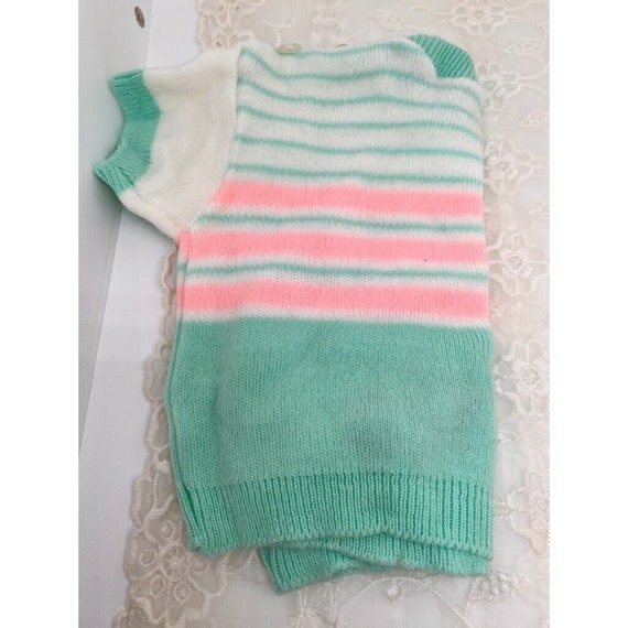 Baby Sweater 9 Months Short Sleeve Mint Green Pin… - image 5