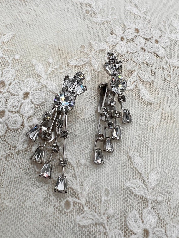 Vintage Crystal Earrings Clip On Stunning Crystal 