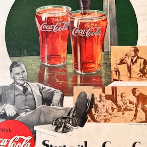 Vintage Coca Cola Ad 6.5&quot; X 9.75&quot; 1930s Coke Ad