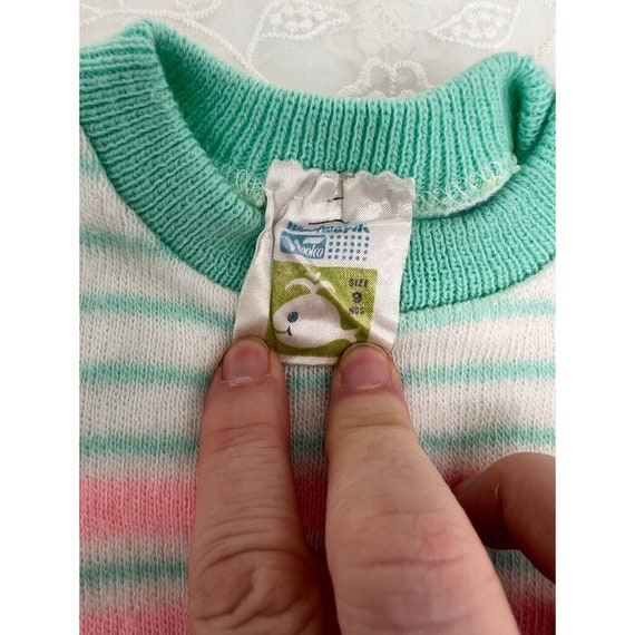 Baby Sweater 9 Months Short Sleeve Mint Green Pin… - image 4