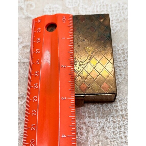 Vintage Compact Zell Brass Diamond Pattern - image 9