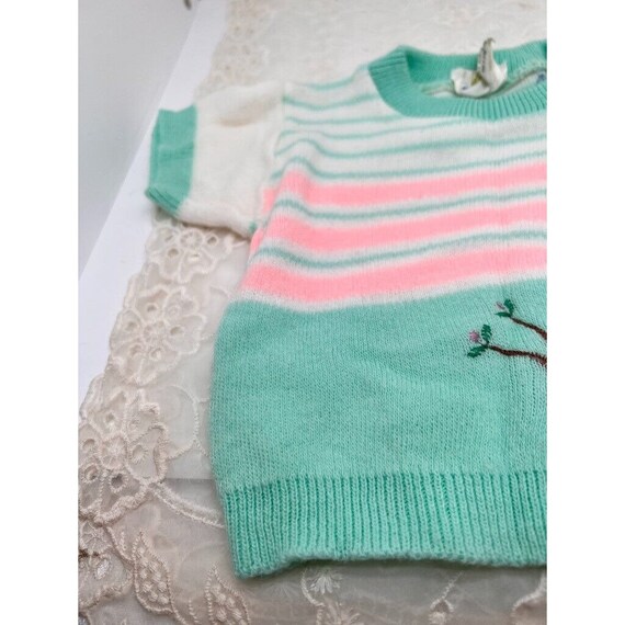 Baby Sweater 9 Months Short Sleeve Mint Green Pin… - image 10