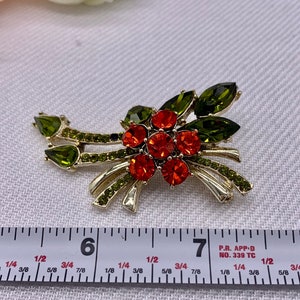 Fiery Orange Red Pin Dodds Jewel Creations 11 W 30 ST INC Green Orange Vintage Brooch image 6