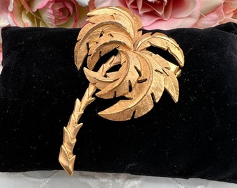 Vintage Palm Tree Pin Pam Brooch Gold Plated Well Made Vintage Jewlery