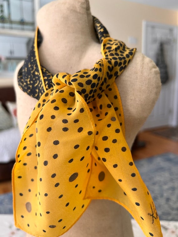 Scarf Yellow Black Polka Dots Katya Signed Scarf 3