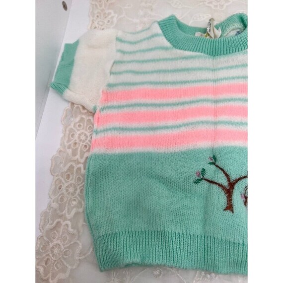 Baby Sweater 9 Months Short Sleeve Mint Green Pin… - image 2