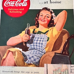 Vintage Coca Cola Ad 6.5&quot; X 9.75&quot; 1930s Coke Ad