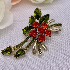 Fiery Orange Red Pin Dodds Jewel Creations 11 W 30 ST INC Green Orange Vintage Brooch image 2