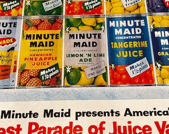 Vintage Minute Maid Juice Ad 1950s Life Magazine 10.5" X 14" Orange Juice