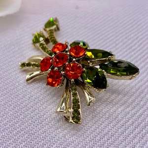 Fiery Orange Red Pin Dodds Jewel Creations 11 W 30 ST INC Green Orange Vintage Brooch image 4