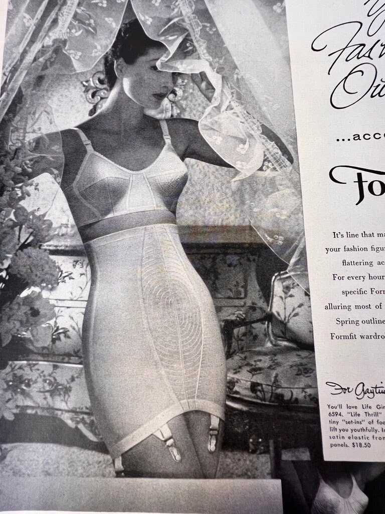 Vintage 50s Girdle Garters NOS Open Bottom PIN-UP Rockabilly Ivory
