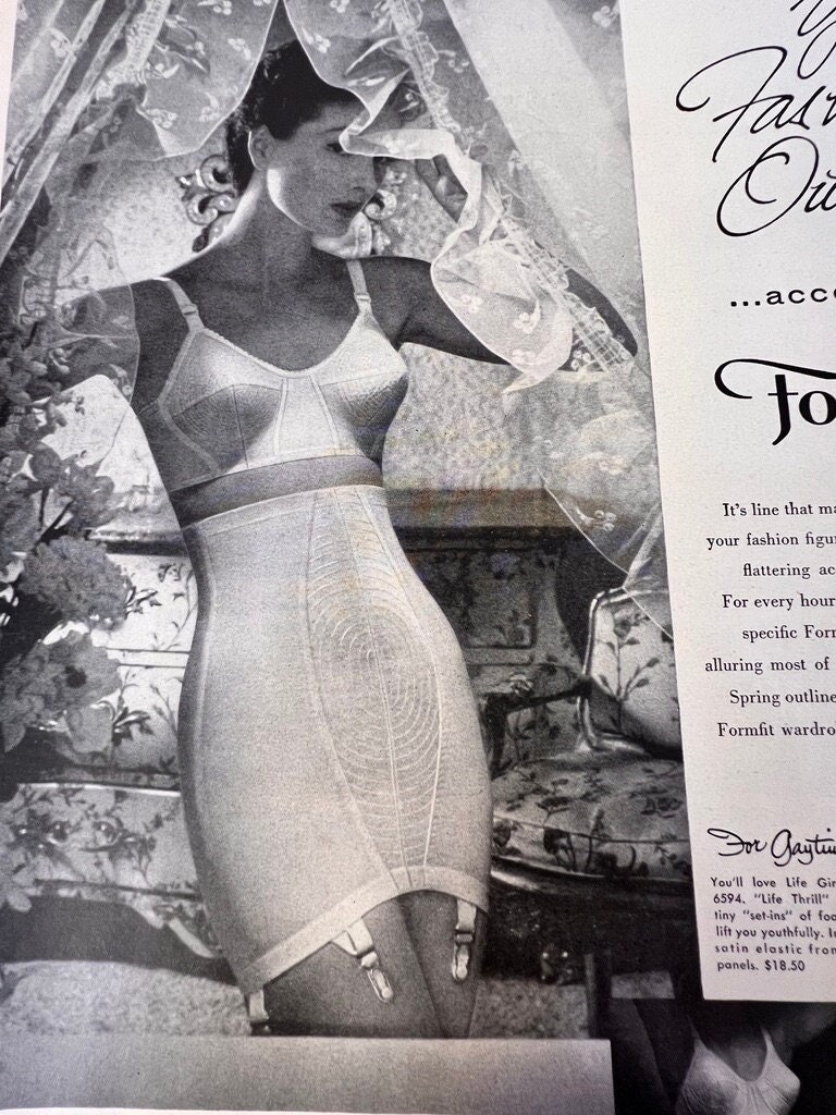 1953 Formfit Women's Undergarments Bra Girdle PRINT AD New Over Under Look