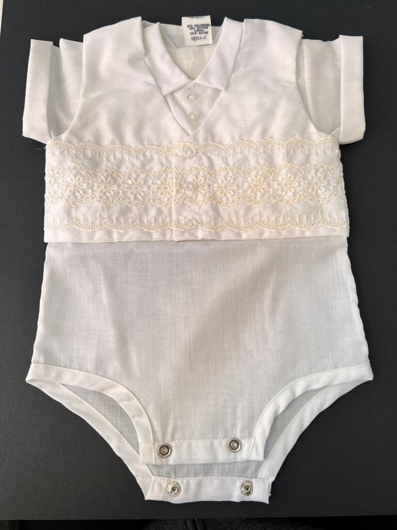 Vintage Baby Christening Outfit Vest One Piece Ad… - image 1