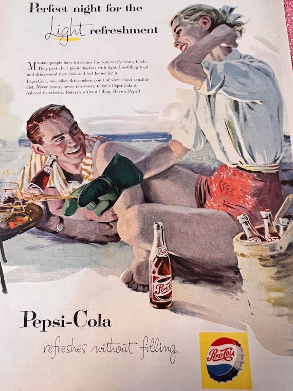 Vintage Pepsi Cola Ad 1950s Life Magazine 10.5