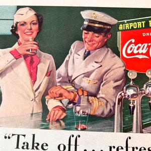 Vintage Coca Cola Ad 6.5&quot; X 9.75&quot; 1930s Coke Ad