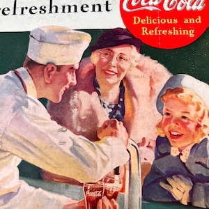 Vintage Coca Cola Ad 6.5&quot; X 9.75&quot; 1930s Coke Ad