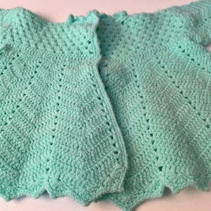 Vintage Baby Crochet Sweater: Mint Green, 3-6 Months