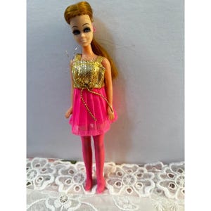Vintage Dawn Doll Gold Pink Pleats Stockings 6&quot;H Topper Dawn Doll #5