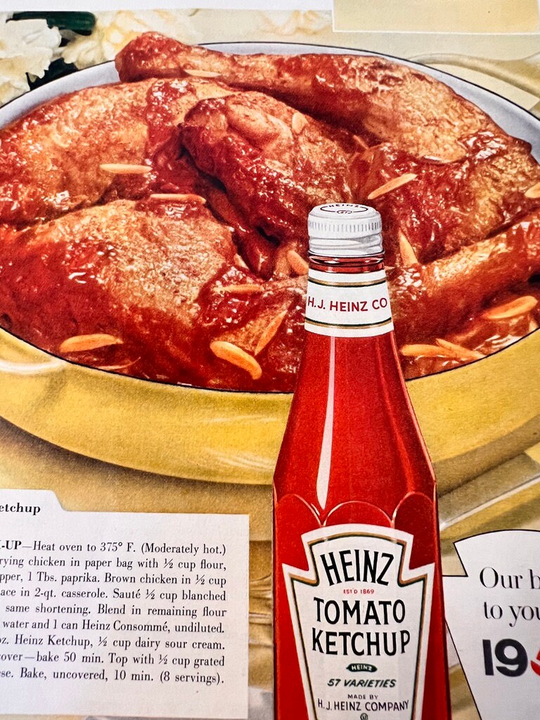 Vintage Heinz Tomato Ketchup Ad 1950s Life Magazine 10.5