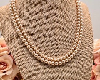 Vintage Pearl Necklace Double 15.5
