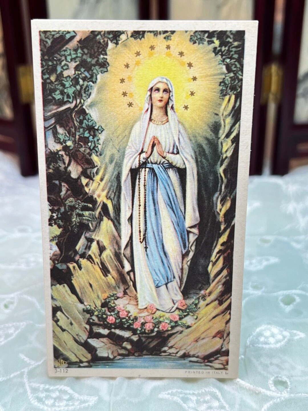 Vintage Holy Cards Our Lady of Lourdes Printed in Italy H-18 - Etsy