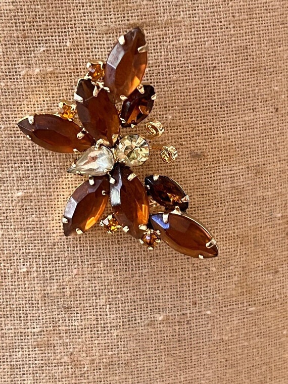 Vintage Butterfly Pin Crystal Gold Toned Pin
