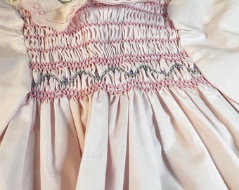 Vintage Baby Dress Polly Flanders Pink Smocking 18 Months