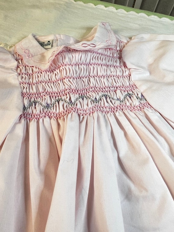 Vintage Baby Dress Polly Flanders Pink Smocking 18