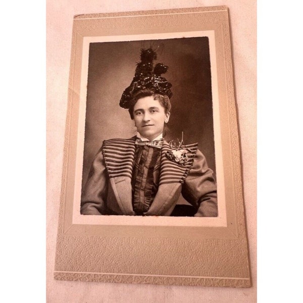 Antique Photograph Lovely Hat Outfit Great Example Period Fashion 2" X 3.5"