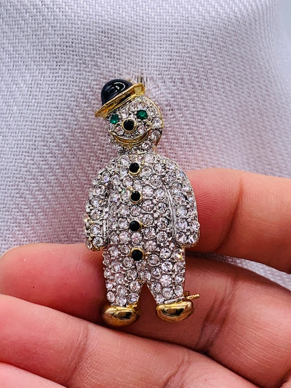 Crystal Snowman Pin