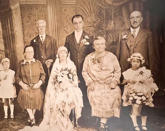 Wedding Photograph Antique 1920s Photo Family Wedding Portrait