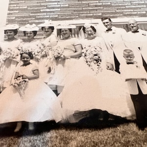 Vintage Wedding Photograph 1960s Large Wedding Party Ring Bearer
