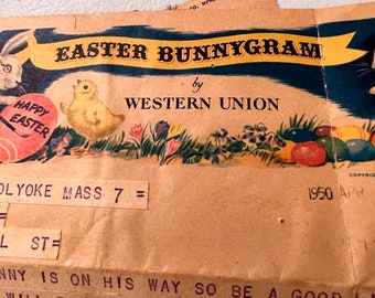 Western Union Telegram April 7 1950 Bunnygram Telegram Ephemera