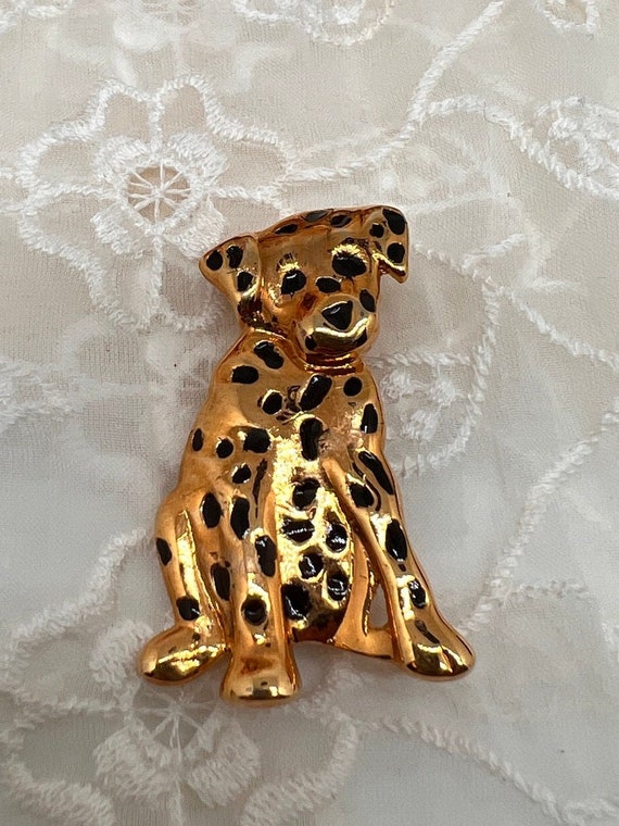 Vintage Dalmatian Gold Plated Pin - image 1