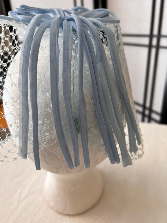 Vintage Fascinator Pale Blue Netting Gorgeous Hat… - image 6
