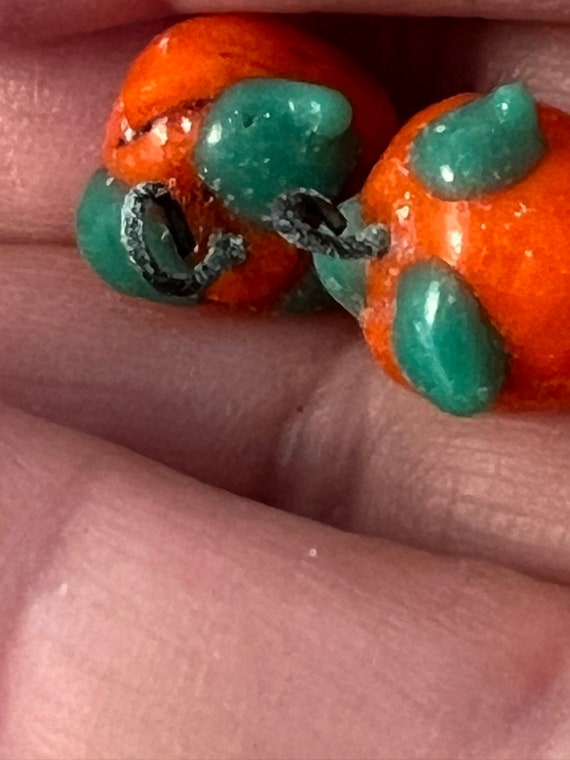 Czech Glass Beads Oranges Green Leaves Gorgeous C… - image 3