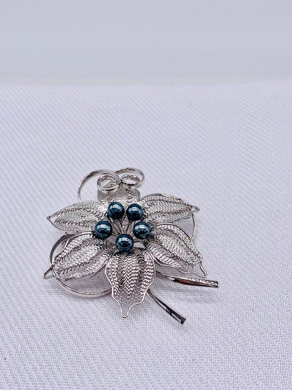 Filigree Silver Plated Pin Vintage Silver Plate Br