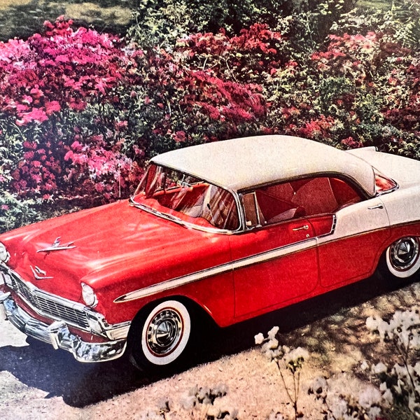 Vintage General Motors Ad 1950s Life Magazine 10.5" X 14" 4 Door Sport Sedan Red White