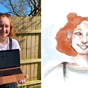 Aangepaste inkt &aquarel portret, gepersonaliseerde gift ontworpen uit foto, digitaal portret